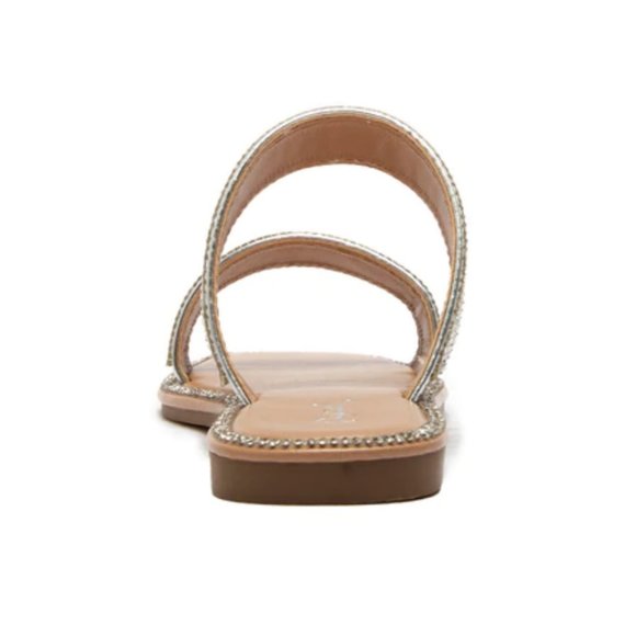 !! NEW !! Embellished Double Strap Square Toe Sandals in Silver - Picture 8 of 12